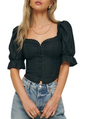 Reformation Simmie Puff Sleeve Linen Crop Top