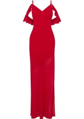 Reformation Woman Ferrara Cold-shoulder Ruffle-trimmed Crepe Maxi Dress Red