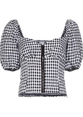 Reformation Rome gingham-print puff-sleeve blouse