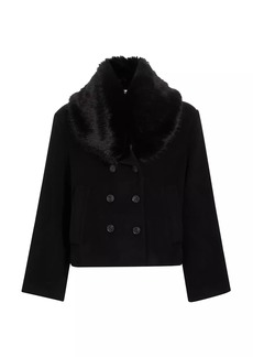 Reformation Scarlet Faux-Fur Short Coat