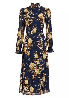 Reformation Stevi Floral Mock Turtleneck Midi-Dress