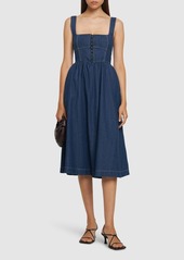 Reformation Tagliatelle Denim Bustier Midi Dress