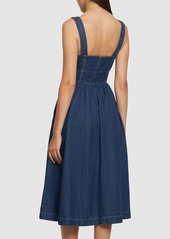 Reformation Tagliatelle Denim Bustier Midi Dress