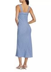 Reformation Tancy Polka Dot Linen Sleeveless Midi-Dress