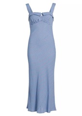 Reformation Tancy Polka Dot Linen Sleeveless Midi-Dress