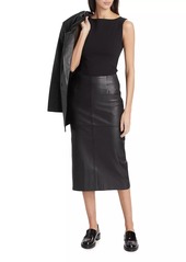 Reformation Veda Bedford Leather Midi-Skirt