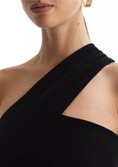 Reiss Abbey Velvet One-Shoulder Midi-Dress