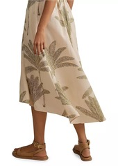 Reiss Anna Linen Palm Midi-Dress