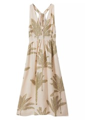 Reiss Anna Linen Palm Midi-Dress