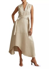 Reiss Ava Linen-Blend Midi-Dress