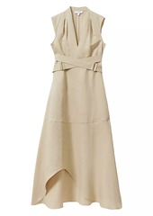 Reiss Ava Linen-Blend Midi-Dress