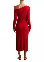 Reiss Becky Fitted Jersey One-Shoulder Midi-Dress