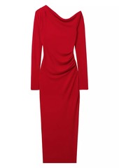 Reiss Becky Fitted Jersey One-Shoulder Midi-Dress