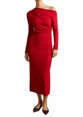 Reiss Becky Fitted Jersey One-Shoulder Midi-Dress