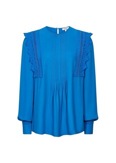 Reiss Bexley Pleated Embroidered Crepe Blouse