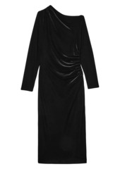 Reiss Brooke Velvet Drape Midi-Dress