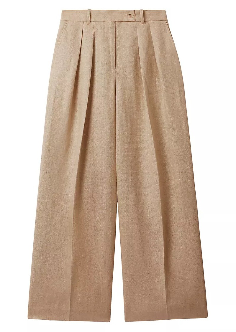 Reiss Cassie Linen Pleated Trousers