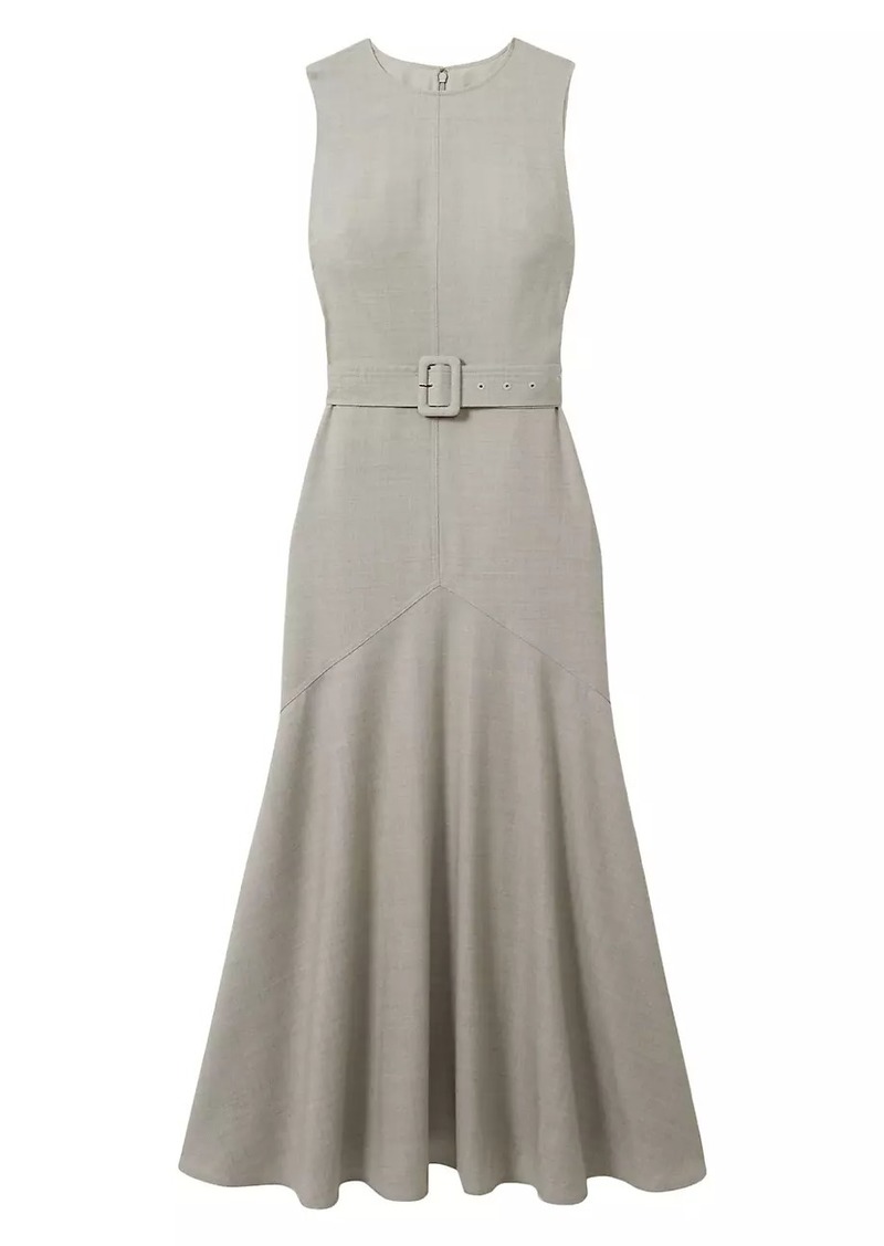 Reiss Danni Belted Wool-Blend Midi-Dress