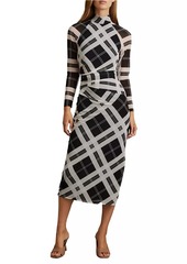 Reiss Darla Plaid Mesh Midi-Dress