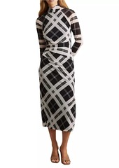 Reiss Darla Plaid Mesh Midi-Dress