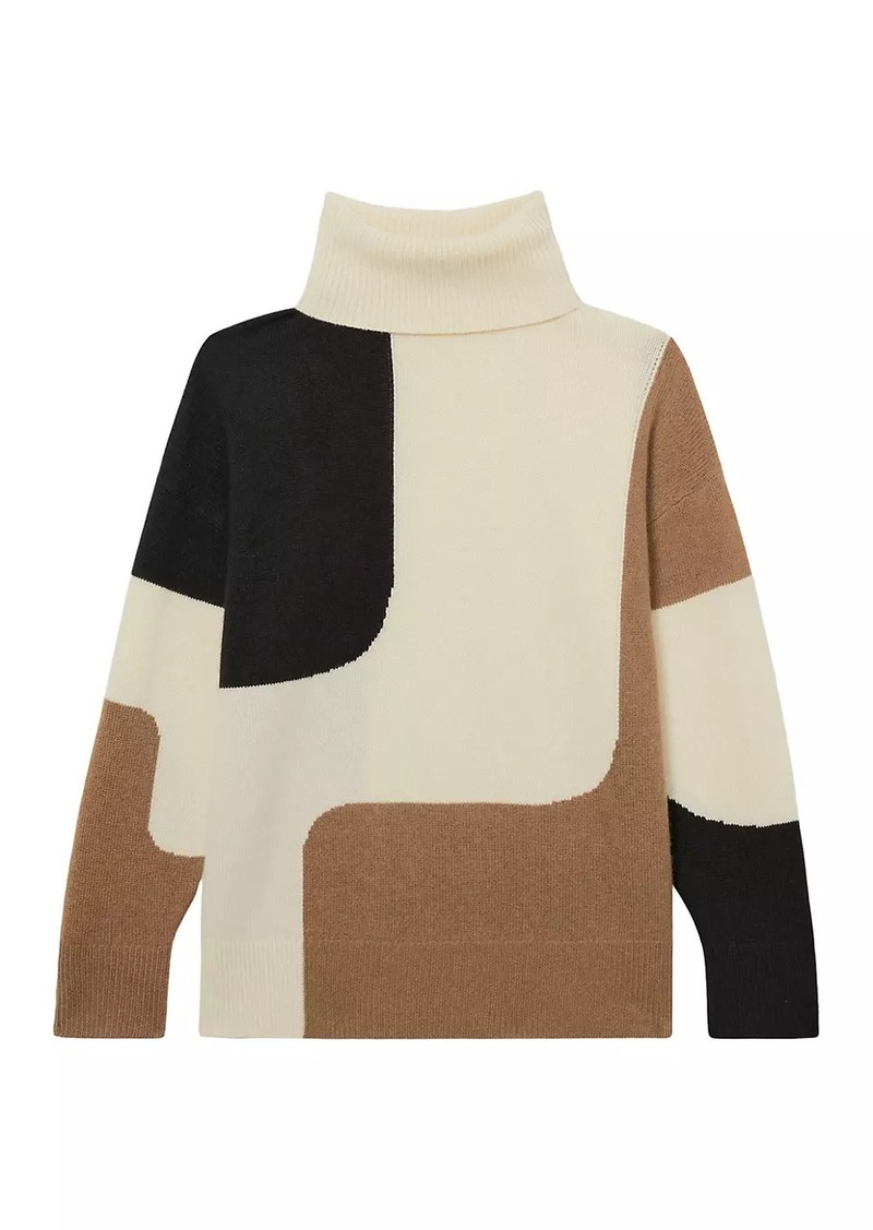 Reiss Ezra Colorblocked Wool-Blend Turtleneck Sweater