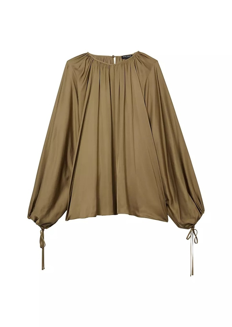 Reiss Finley Draped Balloon-Sleeve Blouse