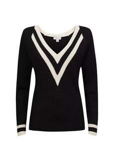Reiss Grace Varsity Stripe Rib-Knit Sweater