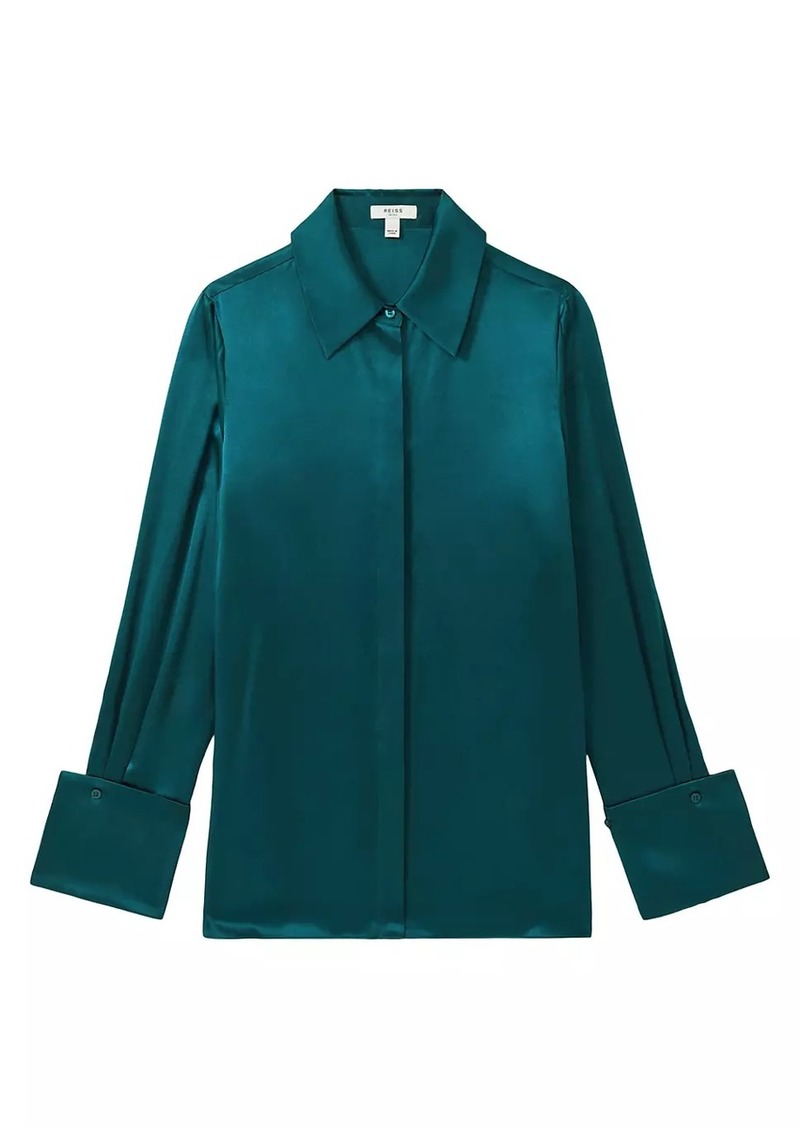 Reiss Hailey Silk Button-Front Shirt