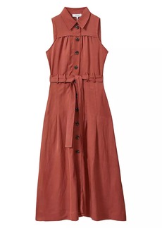 Reiss Heidi Belted Sleeveless Shirtdress