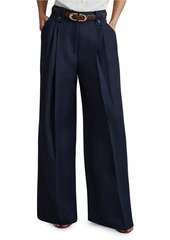 Reiss Leila Linen Pleated Wide-Leg Pants