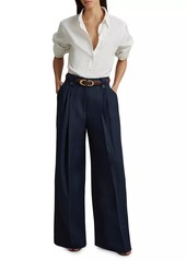 Reiss Leila Linen Pleated Wide-Leg Pants