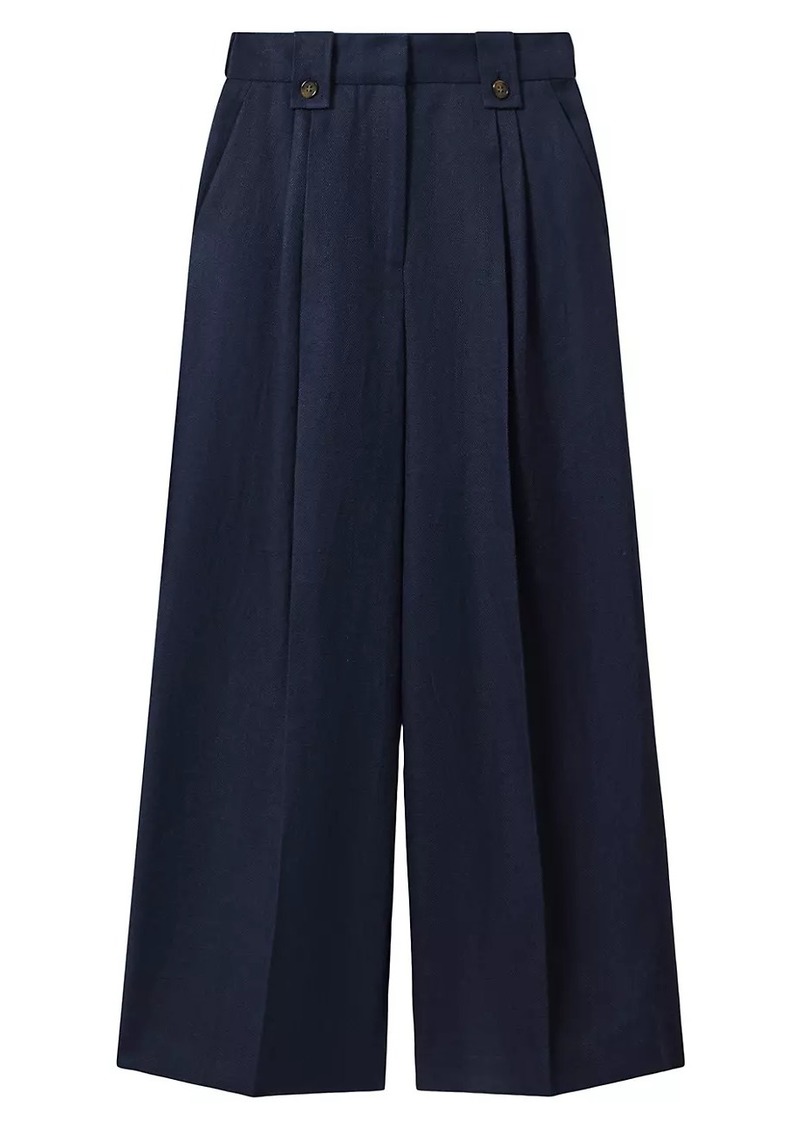 Reiss Leila Linen Pleated Wide-Leg Pants