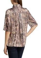 Reiss Maya Snake-Print Short-Sleeve Shirt