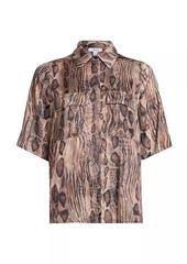 Reiss Maya Snake-Print Short-Sleeve Shirt