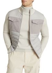 Reiss Mix Media Quilted Vest in Soft Grey at Nordstrom