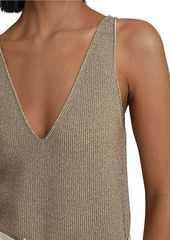 Reiss Mika V-Neck Metallic Knit Tank