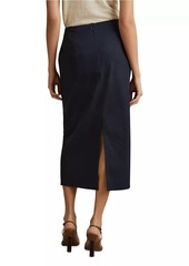 Reiss Nadia Cotton-Blend Draped Midi-Skirt