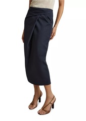 Reiss Nadia Cotton-Blend Draped Midi-Skirt