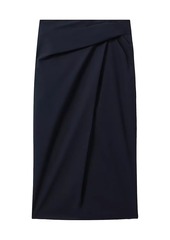 Reiss Nadia Cotton-Blend Draped Midi-Skirt