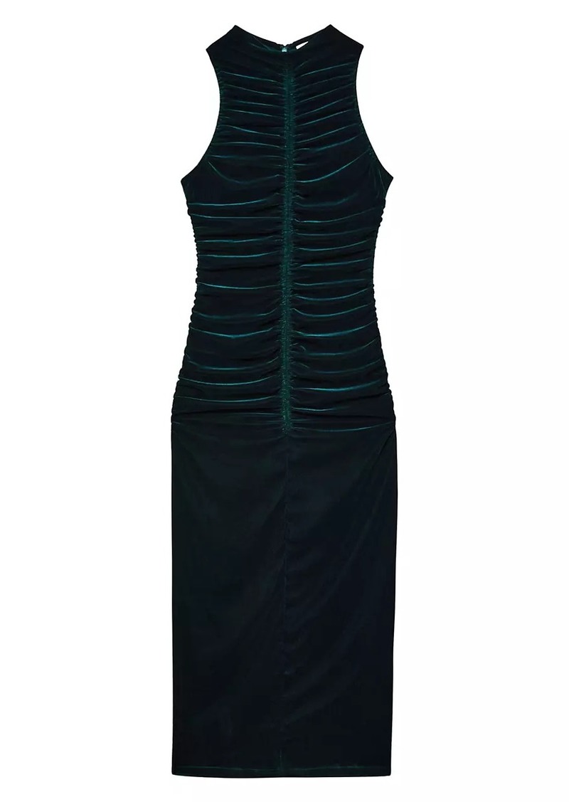 Reiss Niva Ruched Velvet Sleeveless Maxi Dress