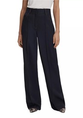 Reiss Raven Wool-Blend Topstitched Trousers