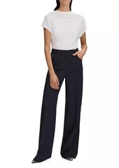 Reiss Raven Wool-Blend Topstitched Trousers