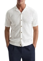 Reiss Amersham Knit Short Sleeve Button-Up Camp Shirt