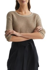 Reiss Avril Open Stitch Linen Blend Sweater
