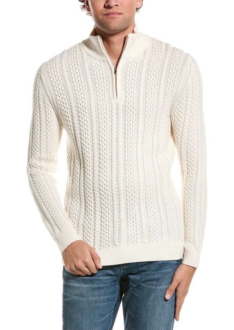 Reiss Bantham Cable Knit 1/2-Zip Funnel Neck Wool-Blend Sweater