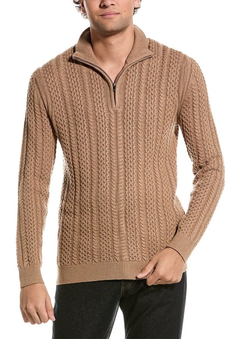 Reiss Bantham Cable Knit 1/2-Zip Funnel Neck Wool-Blend Sweater