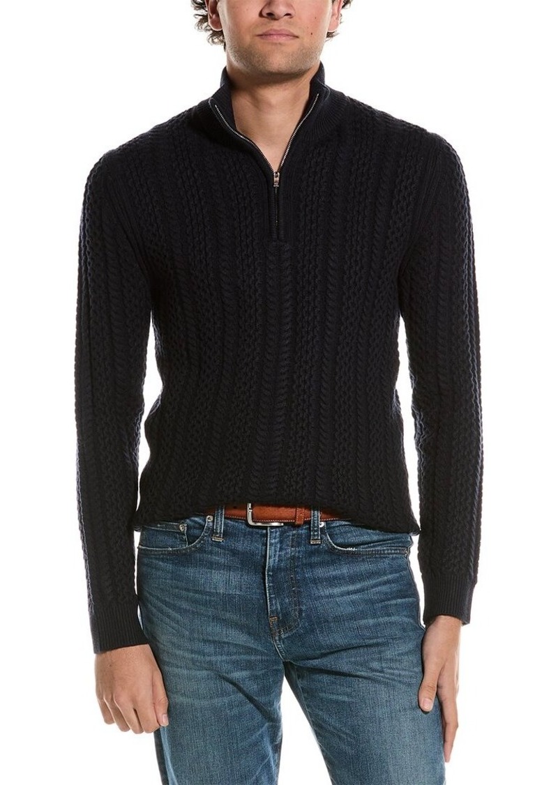 Reiss Bantham Cable Knit 1/2-Zip Funnel Neck Wool-Blend Sweater