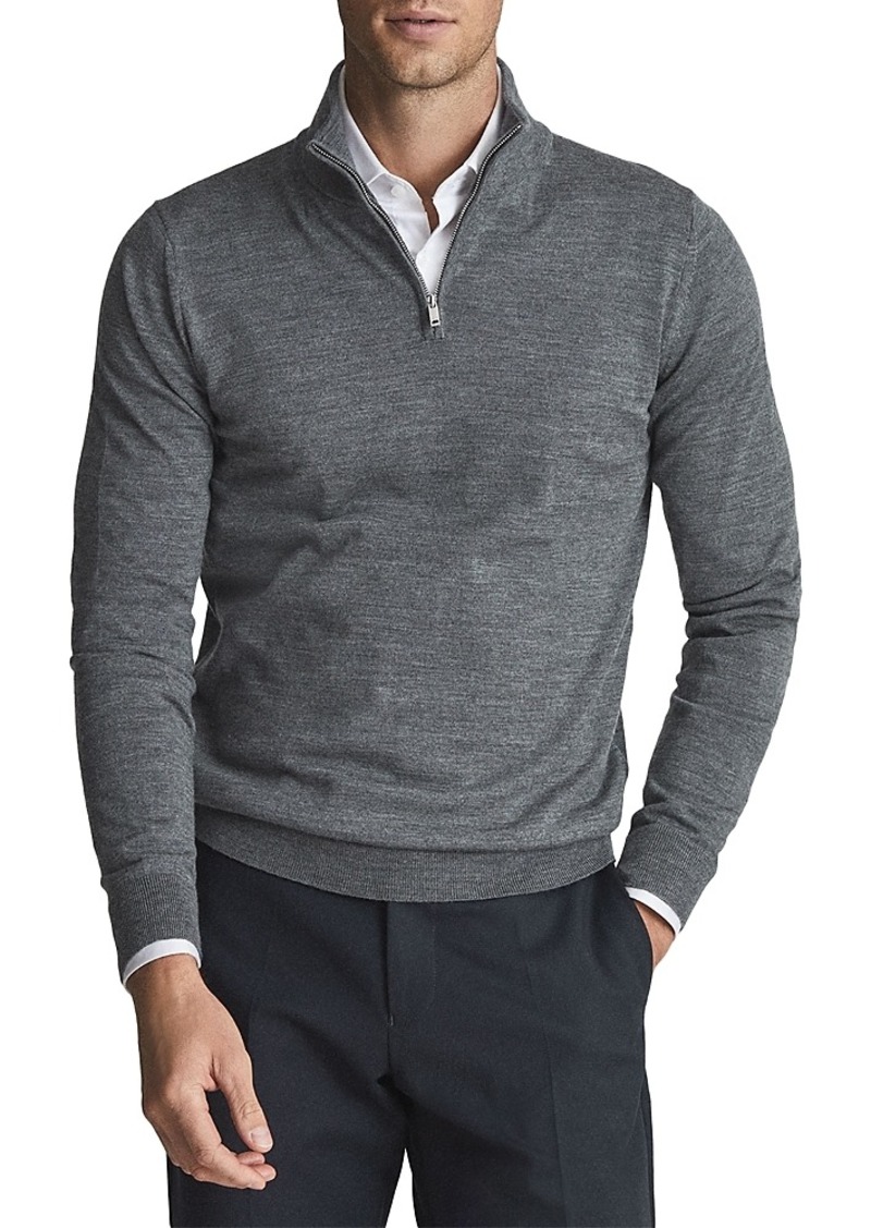 Reiss Blackhall Merino Funnel Neck Half Zip Pullover