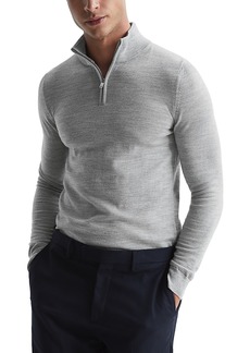 Reiss Blackhall Merino Wool Slim Fit Quarter Zip Mock Neck Sweater