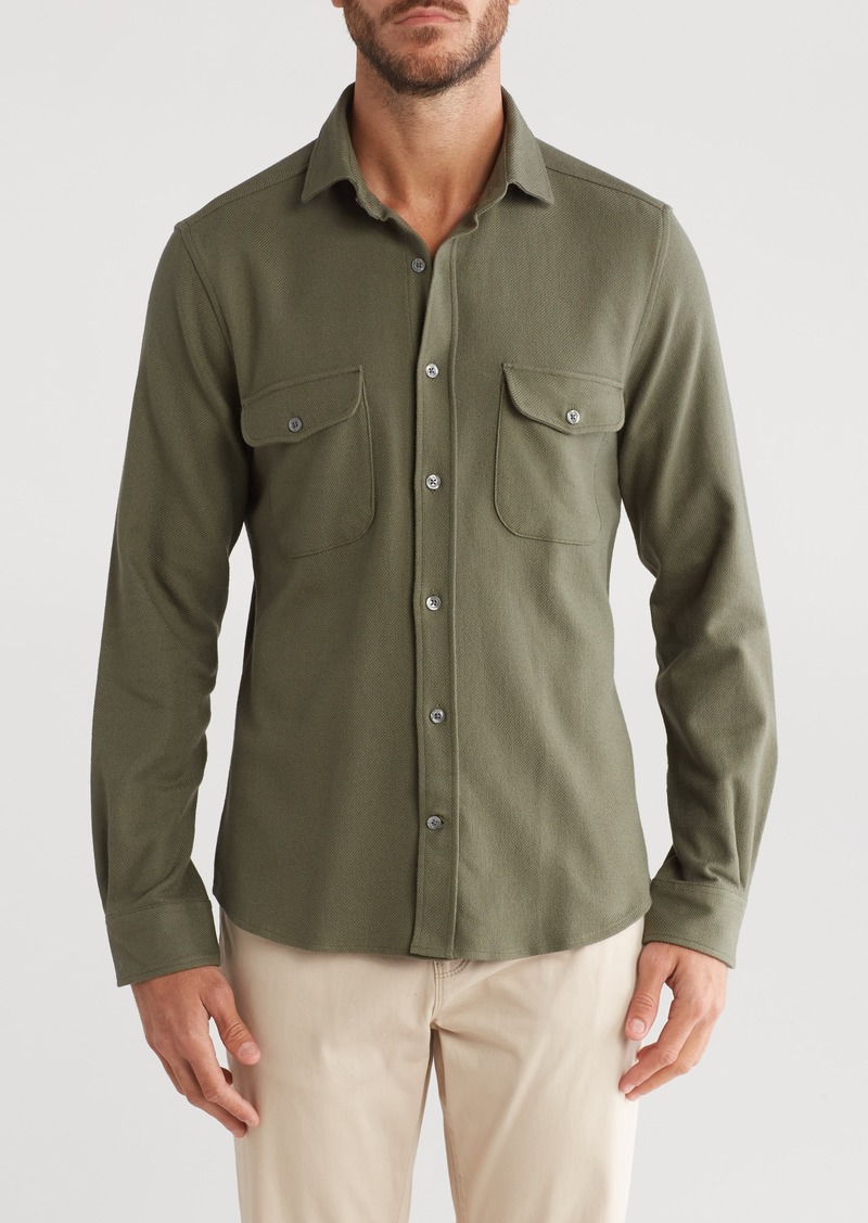 Reiss Burley Cotton Blend Button-Up Shirt in Khaki at Nordstrom Rack